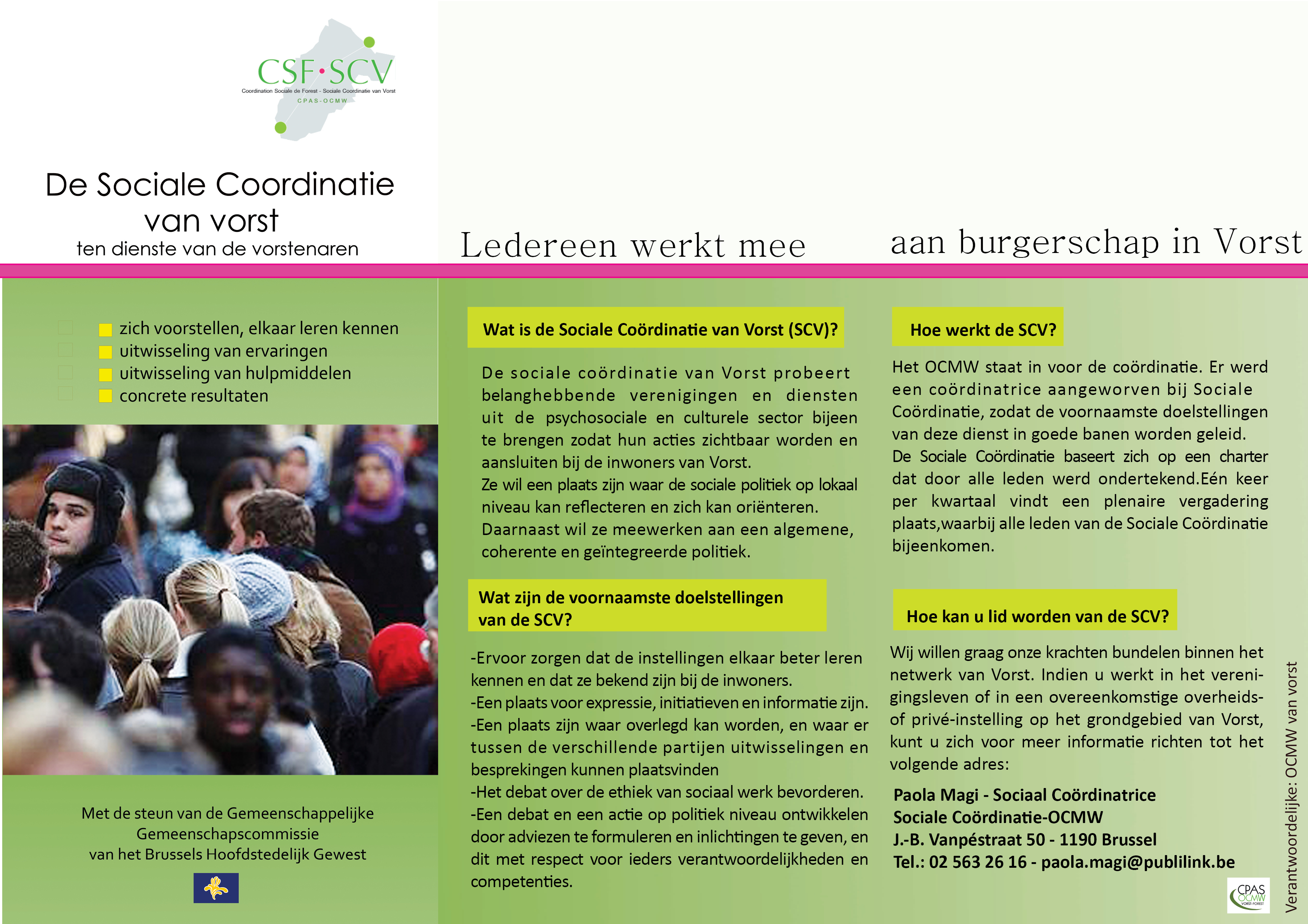 Brochure van de Sociale Coordinatie Van Vorst